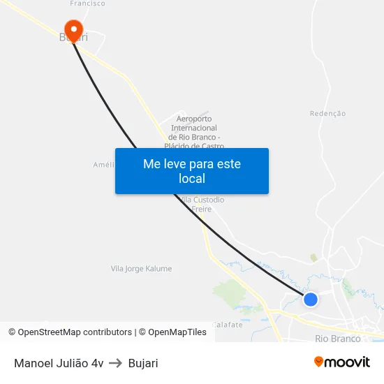 Manoel Julião 4v to Bujari map