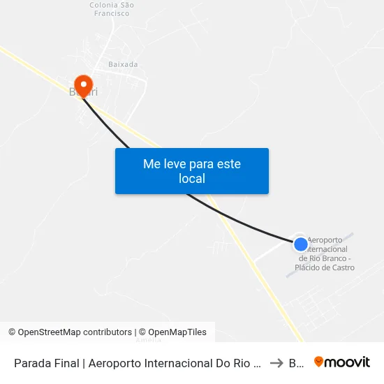 Parada Final | Aeroporto Internacional Do Rio Branco - Plácido De Castro to Bujari map
