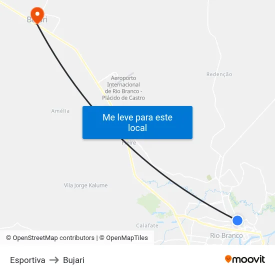Esportiva to Bujari map