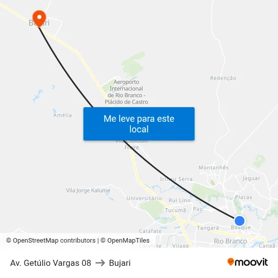 Av. Getúlio Vargas 08 to Bujari map