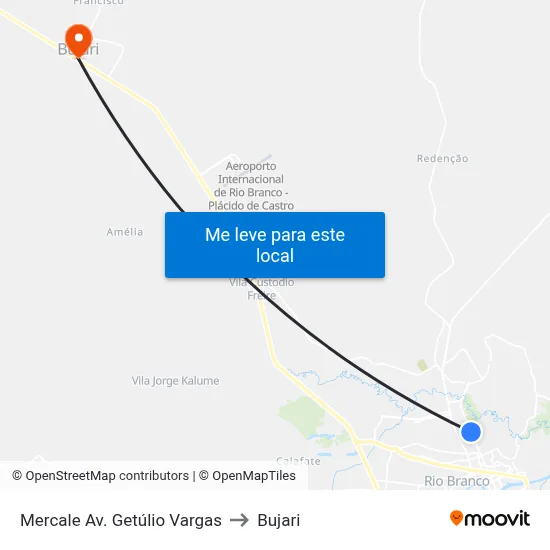 Mercale Av. Getúlio Vargas to Bujari map
