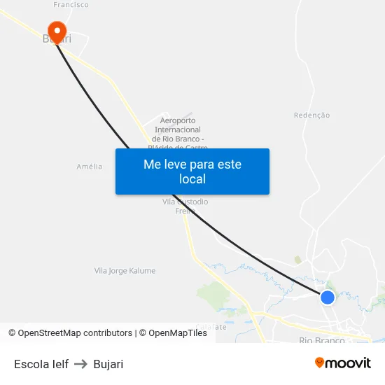 Escola Ielf to Bujari map
