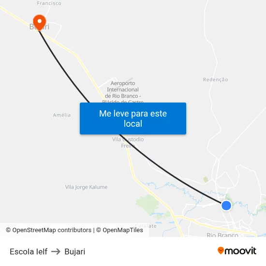 Escola Ielf to Bujari map