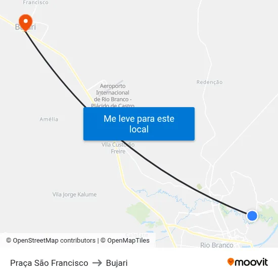 Praça São Francisco to Bujari map