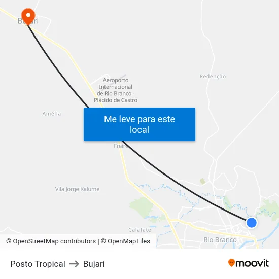 Posto Tropical to Bujari map