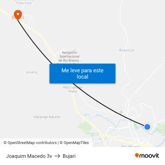 Joaquim Macedo 3v to Bujari map