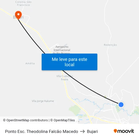 Ponto Esc. Theodolina Falcão Macedo to Bujari map