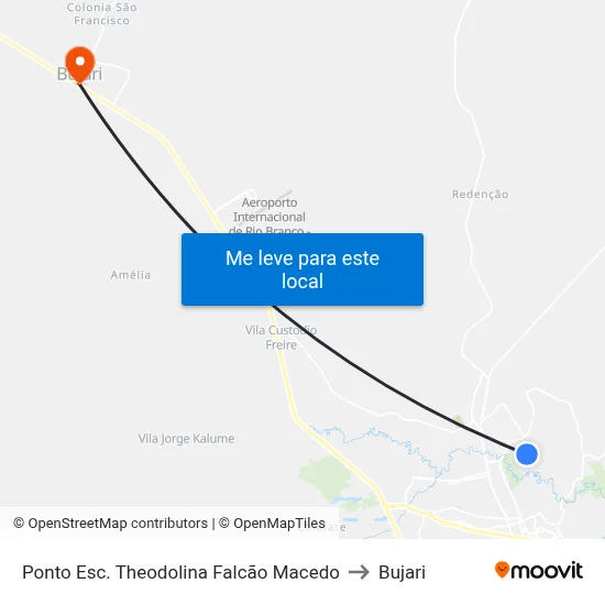Ponto Esc. Theodolina Falcão Macedo to Bujari map