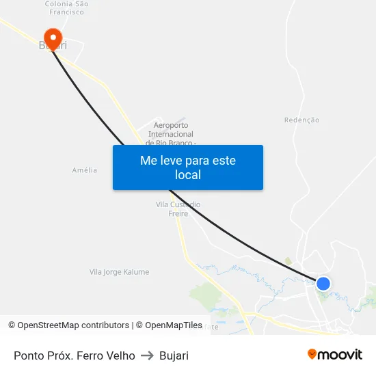 Ponto Próx. Ferro Velho to Bujari map