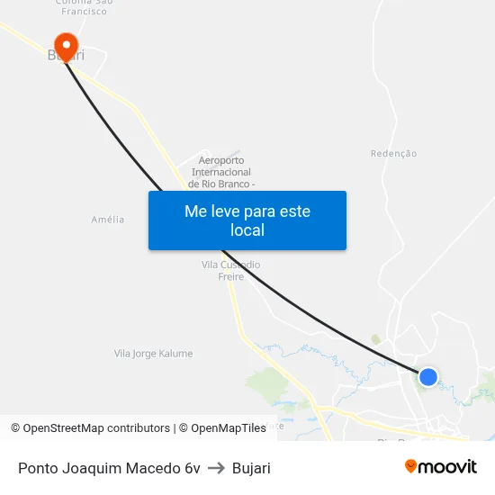 Ponto Joaquim Macedo 6v to Bujari map