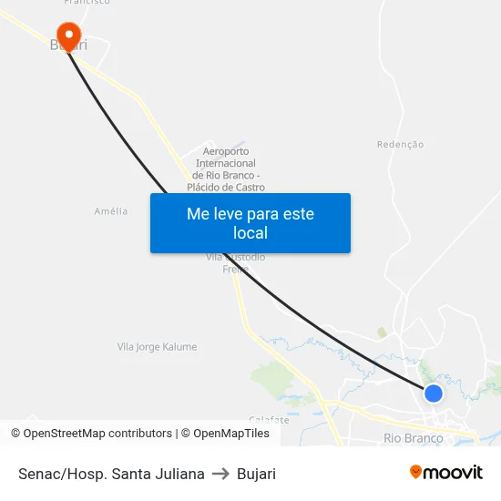 Senac/Hosp. Santa Juliana to Bujari map