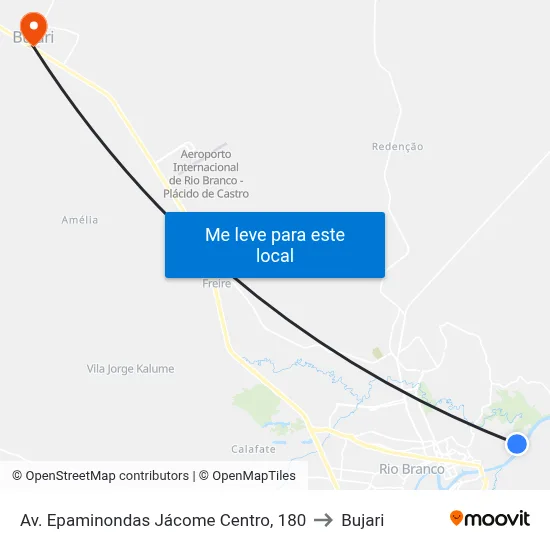 Av. Epaminondas Jácome Centro, 180 to Bujari map