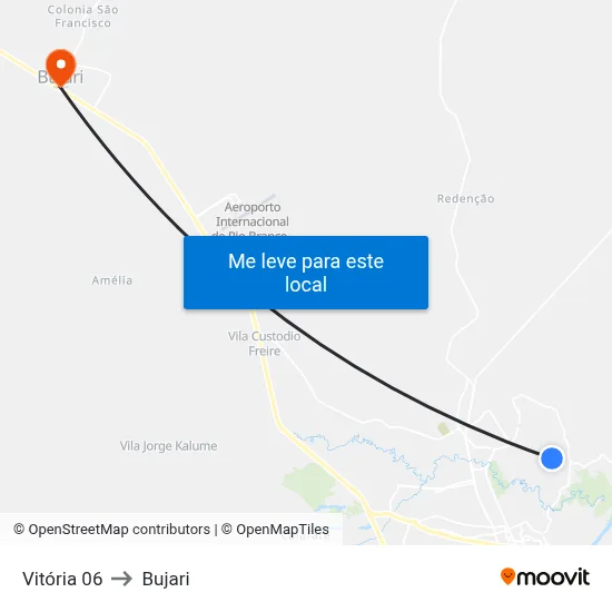Vitória 06 to Bujari map