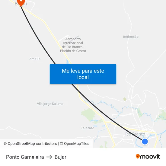 Ponto Gameleira to Bujari map