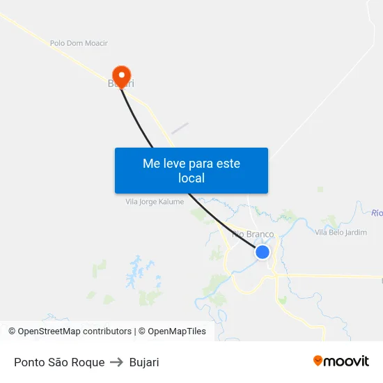 Ponto São Roque to Bujari map