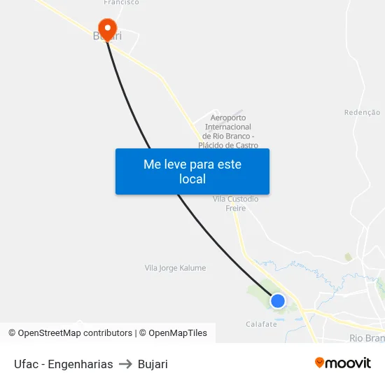 Ufac - Engenharias to Bujari map