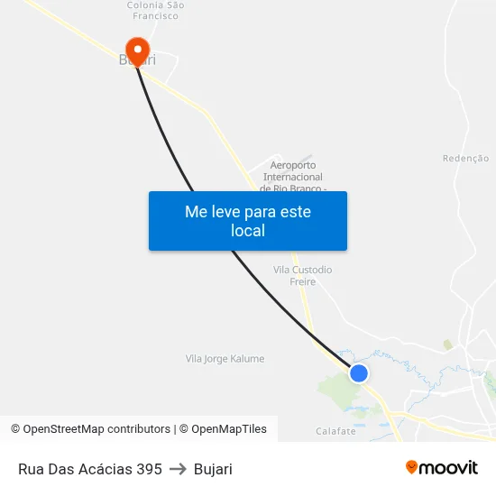 Rua Das Acácias 395 to Bujari map