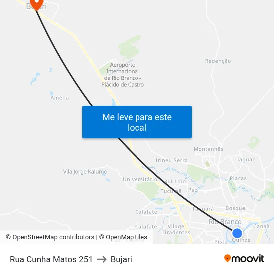 Rua Cunha Matos 251 to Bujari map