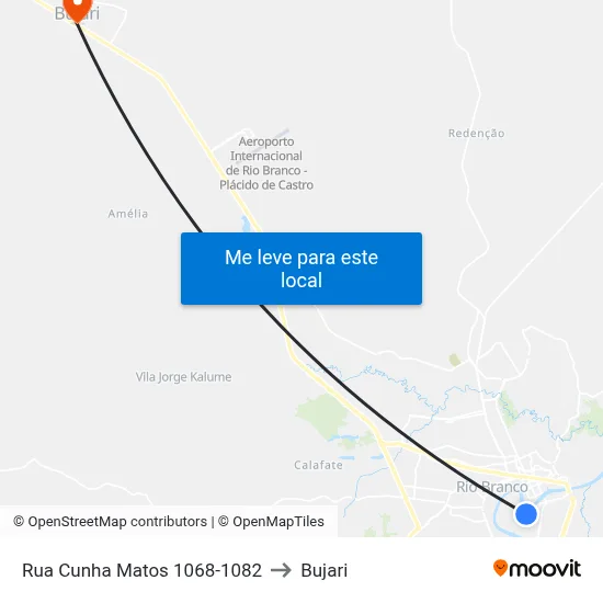 Rua Cunha Matos 1068-1082 to Bujari map