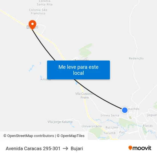 Avenida Caracas 295-301 to Bujari map
