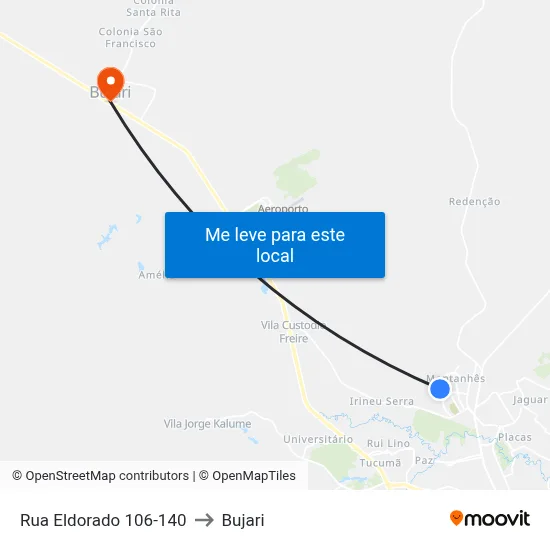 Rua Eldorado 106-140 to Bujari map