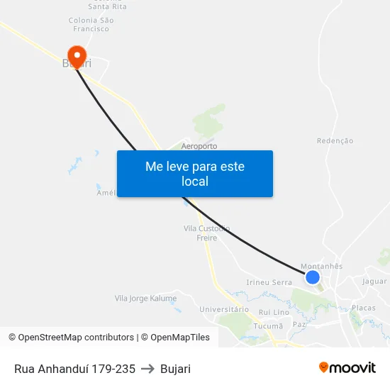 Rua Anhanduí 179-235 to Bujari map
