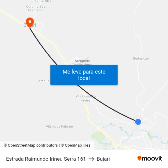 Estrada Raimundo Irineu Serra 161 to Bujari map
