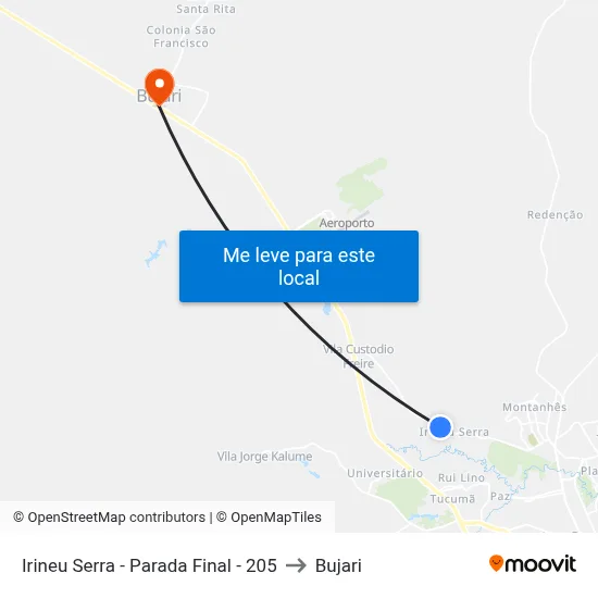Irineu Serra - Parada Final - 205 to Bujari map