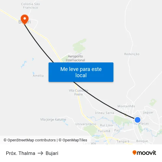 Próx. Thalma to Bujari map