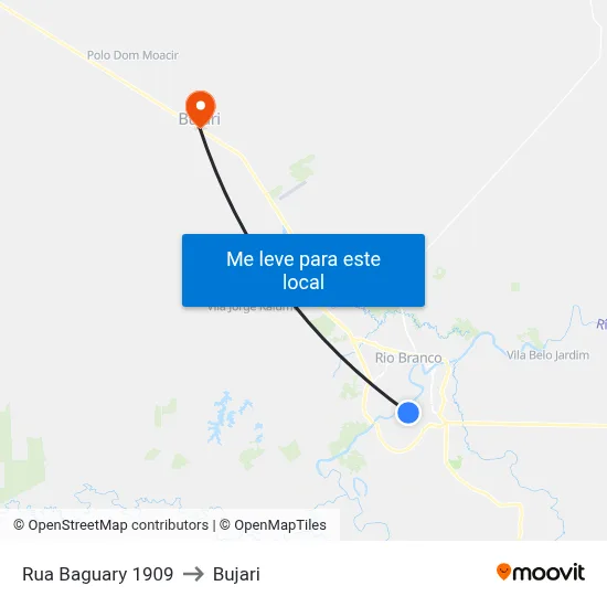 Rua Baguary 1909 to Bujari map