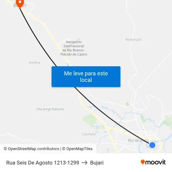 Rua Seis De Agosto 1213-1299 to Bujari map