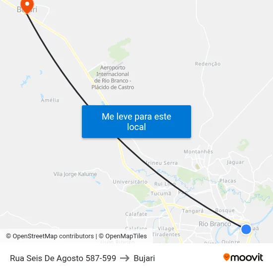 Rua Seis De Agosto 587-599 to Bujari map