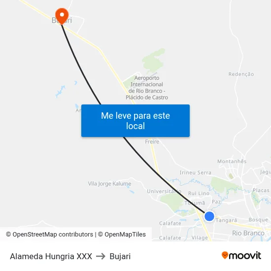 Alameda Hungria XXX to Bujari map