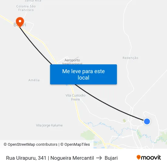 Rua Uirapuru, 341 | Nogueira Mercantil to Bujari map