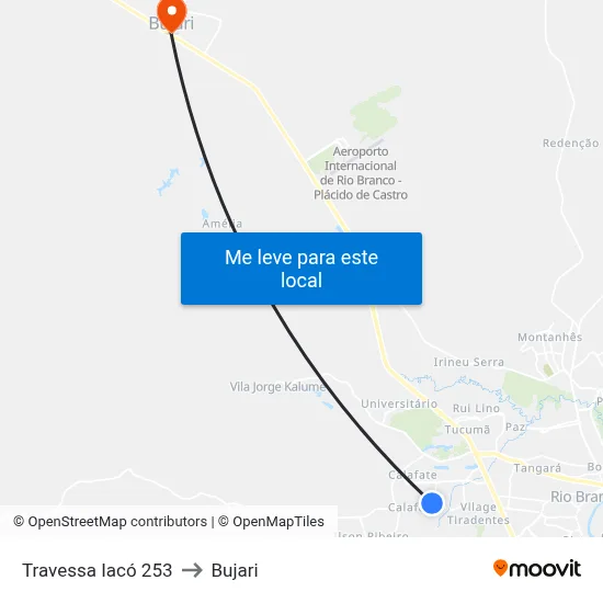 Travessa Iacó 253 to Bujari map