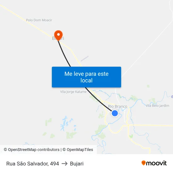 Rua São Salvador, 494 to Bujari map