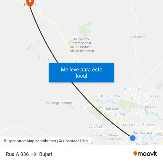 Rua A 836 to Bujari map