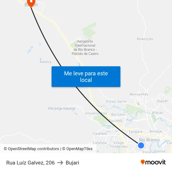 Rua Luíz Galvez, 206 to Bujari map