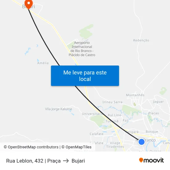 Rua Leblon, 432 | Praça to Bujari map