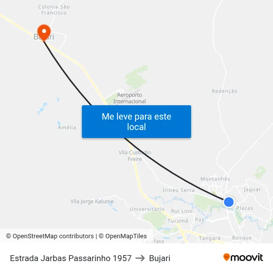 Estrada Jarbas Passarinho 1957 to Bujari map
