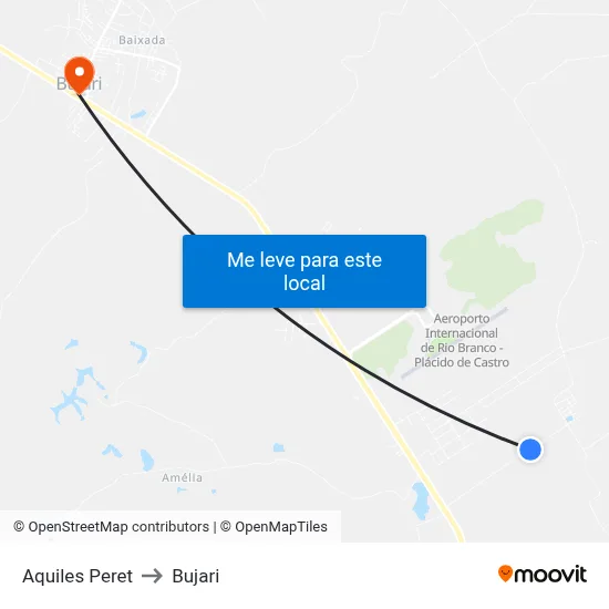 Aquiles Peret to Bujari map