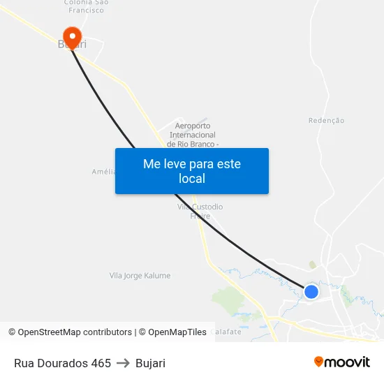 Rua Dourados 465 to Bujari map