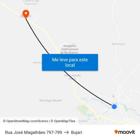 Rua José Magalhães 797-799 to Bujari map