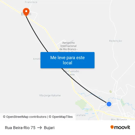 Rua Beira-Rio 75 to Bujari map