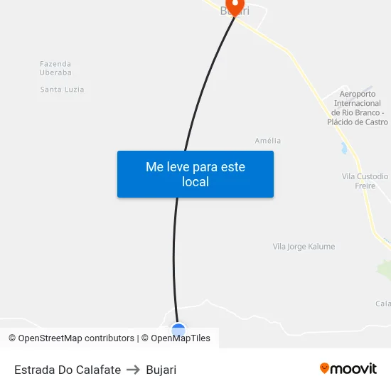 Estrada Do Calafate to Bujari map