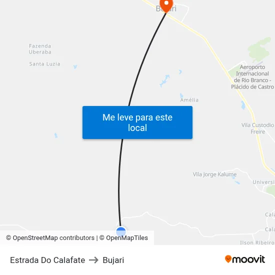 Estrada Do Calafate to Bujari map