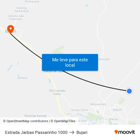 Estrada Jarbas Passarinho 1000 to Bujari map