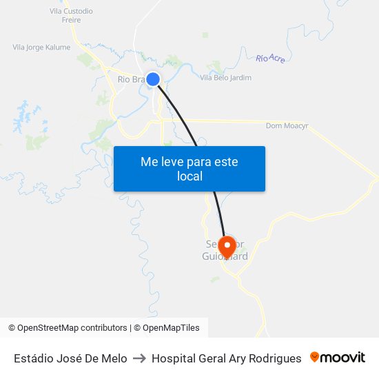Estádio José De Melo to Hospital Geral Ary Rodrigues map