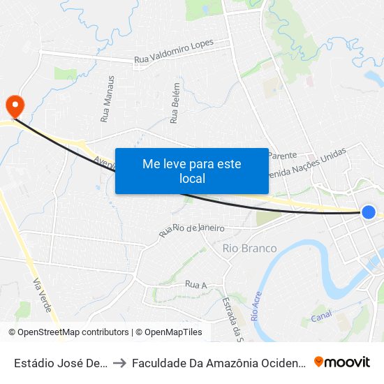 Estádio José De Melo to Faculdade Da Amazônia Ocidental (Faao) map