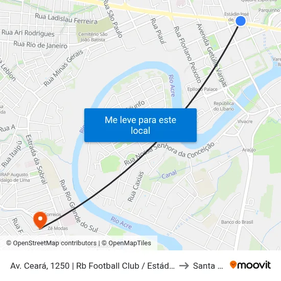 Av. Ceará, 1250 | Rb Football Club / Estádio José De Melo to Santa Casa map